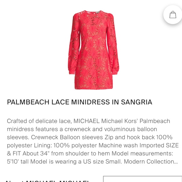MICHAEL MICHAEL KORS Palm Lace Mini Dress - Sangria - size 0 - Picture 4 of 13